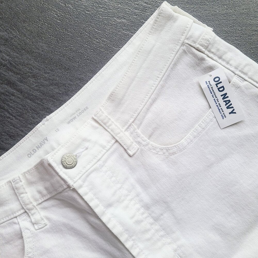 Old Navy White Denim High Rise Wow Loose Jeans Size 12 - New with tags - Picture 5 of 10
